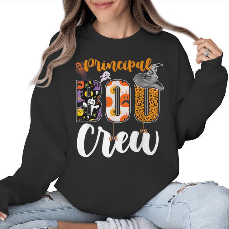 Principal Boo Crew Ghost Halloween Teachers School Matching Women Crewneck Sweatshirt