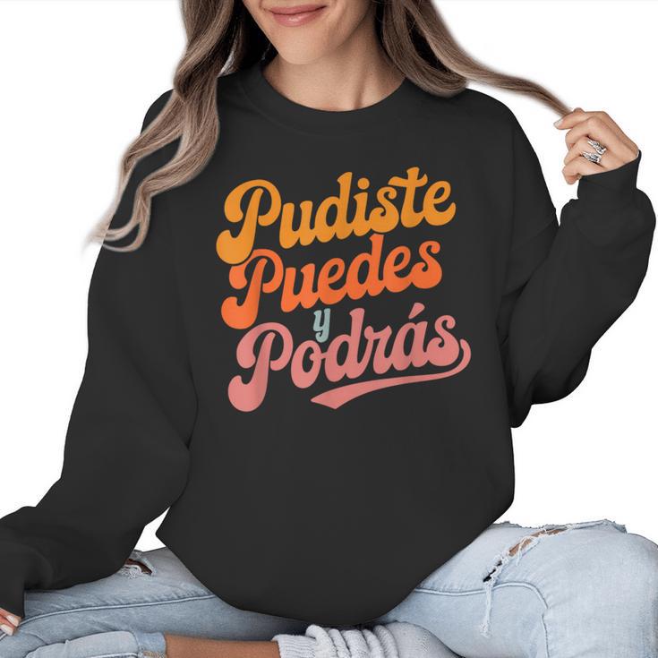 Pudiste Puedes Podras Maestra Spanish Teacher Women Crewneck Sweatshirt