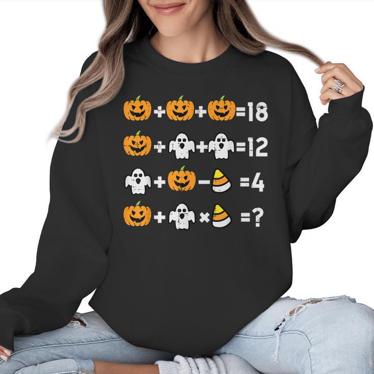 Pumpkin Ghost Equation Math Teacher Halloween Costume Women Crewneck Sweatshirt