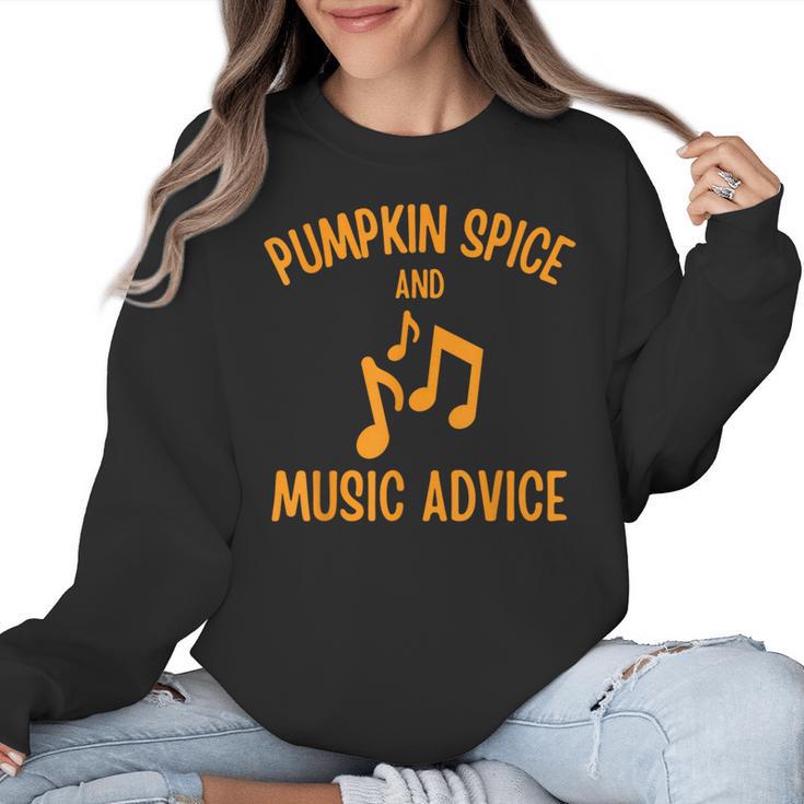 Pumpkin Spice And Music Advice Music Teacher Halloween Women Crewneck Sweatshirt