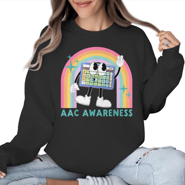 Rainbow AAC Awareness Month SPED Teacher SLP Communication Women Crewneck Sweatshirt