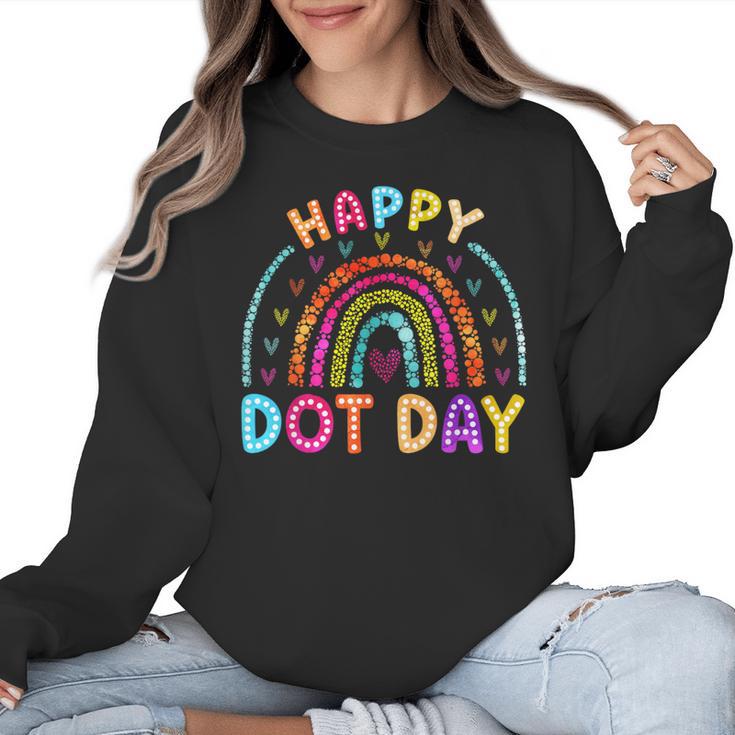 Rainbow Happy Dot Day Shirts Teacher Kids September 15th Women Crewneck Sweatshirt