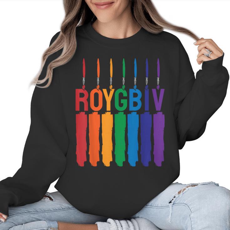 Rainbow Roygbiv Kids Artist Costume Art Teacher Women Crewneck Sweatshirt