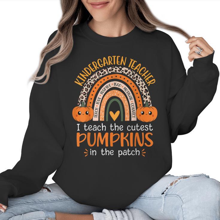 Rainbow I Teach The Cutest Pumpkins Kindergarten Teacher Men Women Women Crewneck Sweatshirt