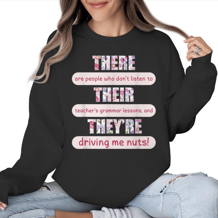There Their They'Re Teacher English Grammar Police Women Crewneck Sweatshirt