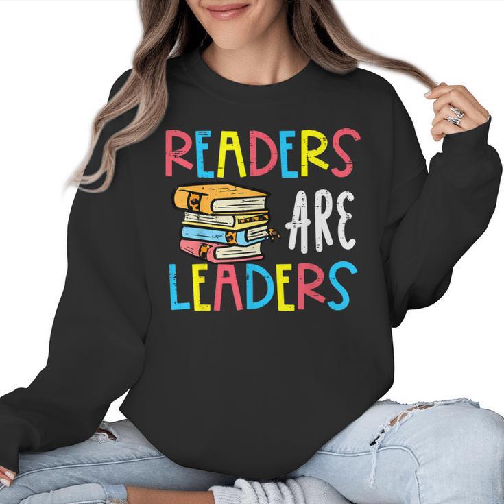 Readers Are Leaders Reading Book Lover Teacher Women Men Kid Women Crewneck Sweatshirt