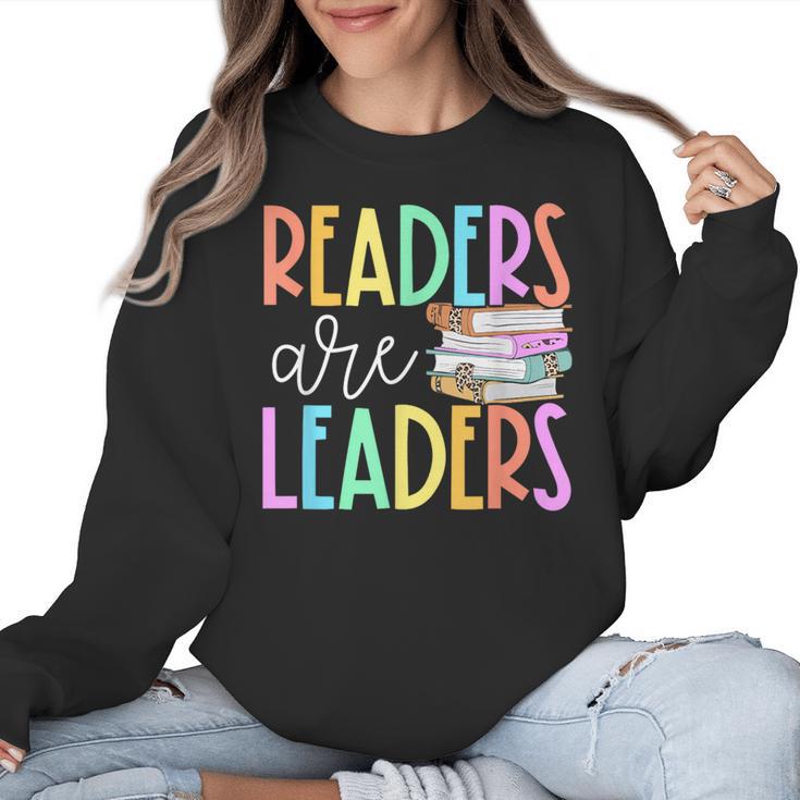 Readers Are Leaders Reading Book Lovers Teacher Women Kids Women Crewneck Sweatshirt