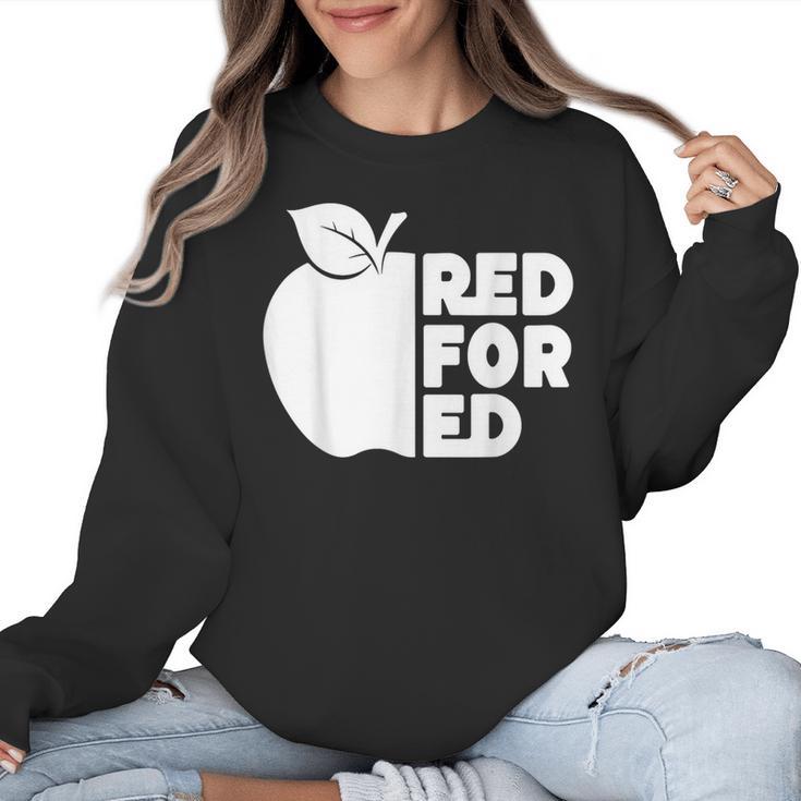 Red For Ed Teacher Support Public Education For Men Women Kids Women Crewneck Sweatshirt