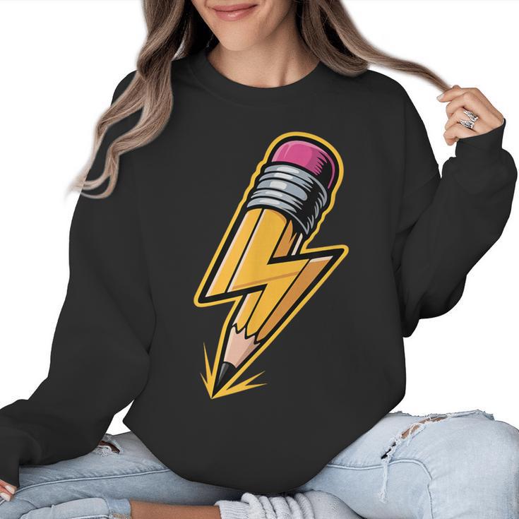 Retro Pencil Pencil Back To School Teacher Student Women Crewneck Sweatshirt