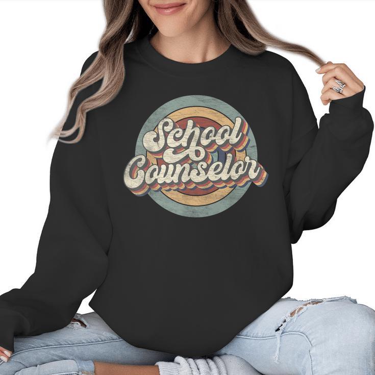 Retro School Counselor Back To School Teacher Squad Crew Women Crewneck Sweatshirt