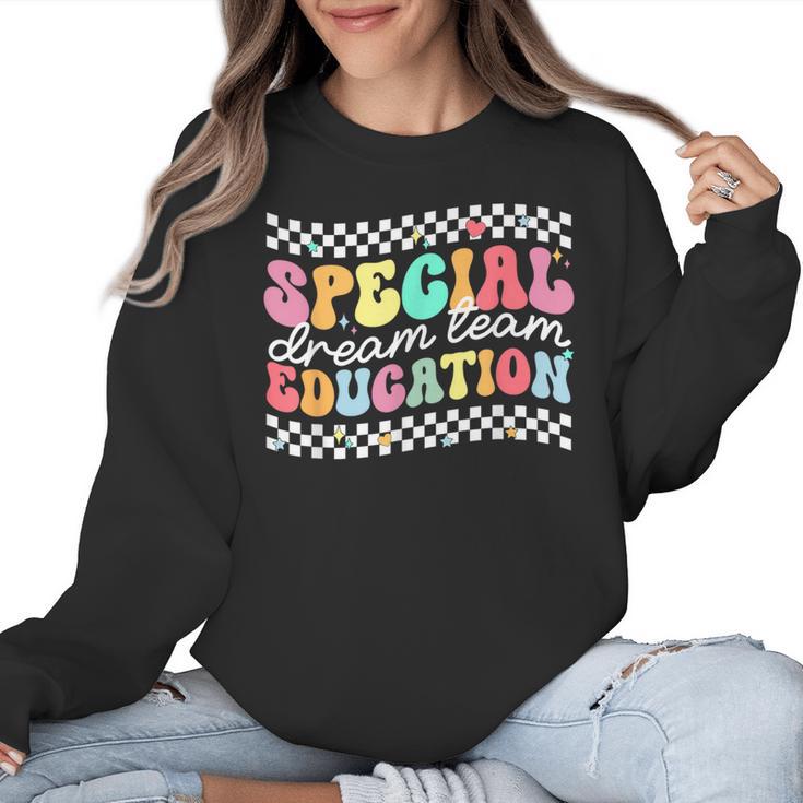 Retro Special Education Squad Groovy Dream Team SPED Teacher Women Crewneck Sweatshirt