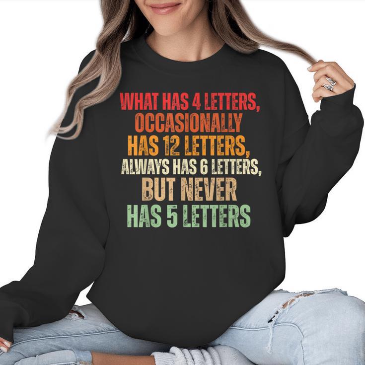 Riddle Wordplay Joke For Grammar Nerds And Teachers Women Crewneck Sweatshirt