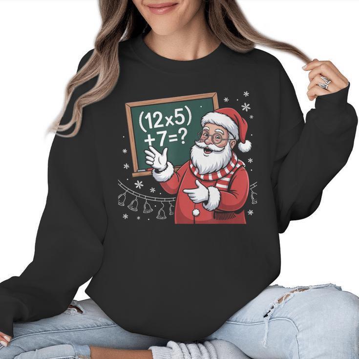 Santa Teacher 67 Math Christmas Xmas Holiday Number 67 Women Crewneck Sweatshirt