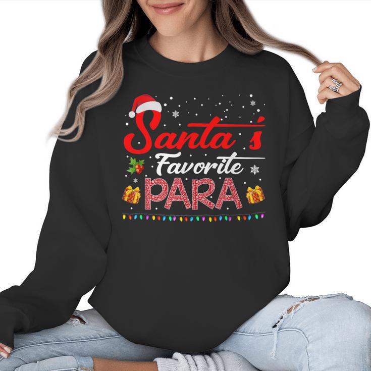 Santa's Favorite Para Christmas Paraprofessional Teacher Women Crewneck Sweatshirt