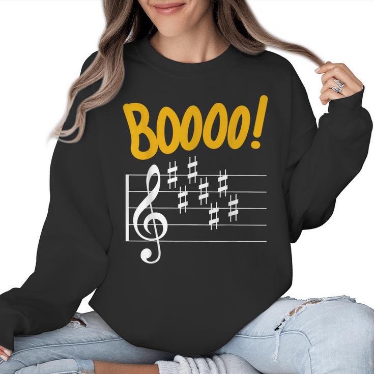 Scary Key Signature Boo Music Halloween Musician Teacher Men Women Women Crewneck Sweatshirt