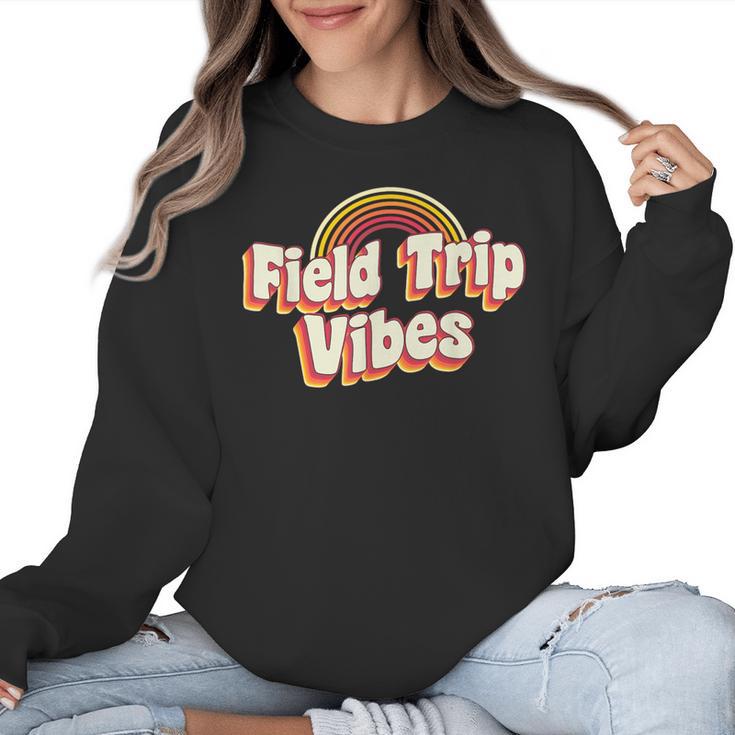 School Bus Trip Vibes Students Teachers Students Field Trip For Men Women Kids Women Crewneck Sweatshirt