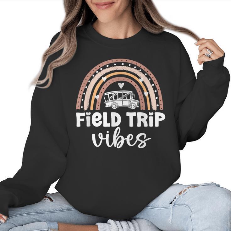 School Bus Trip Vibes Students Teachers Students Field Trip Women Crewneck Sweatshirt