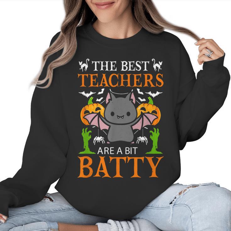 School Teacher A Bit Batty Teaching Bat Halloween Costume Women Crewneck Sweatshirt