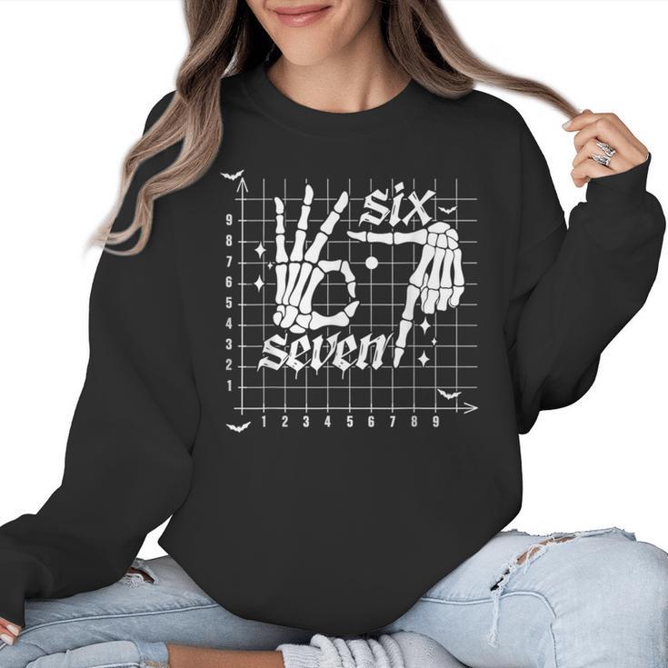 Six Seven Coordinate 67 Skeleton Math Teacher 67 Women Crewneck Sweatshirt