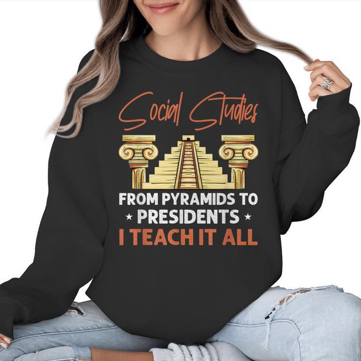 Social Studies Teacher World History Teacher Men Women Women Crewneck Sweatshirt