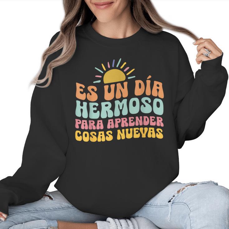 Spanish Multilingual Teacher Dual Languages Bilingual Women Crewneck Sweatshirt