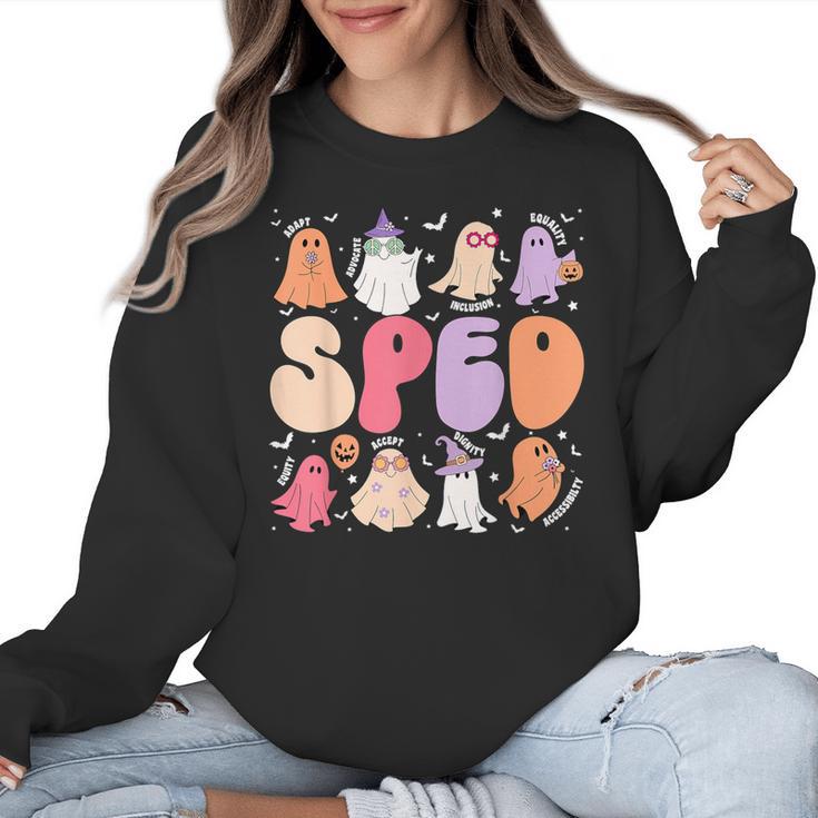 Special Education Teacher Ghosts Halloween SPED Teacher Women Crewneck Sweatshirt