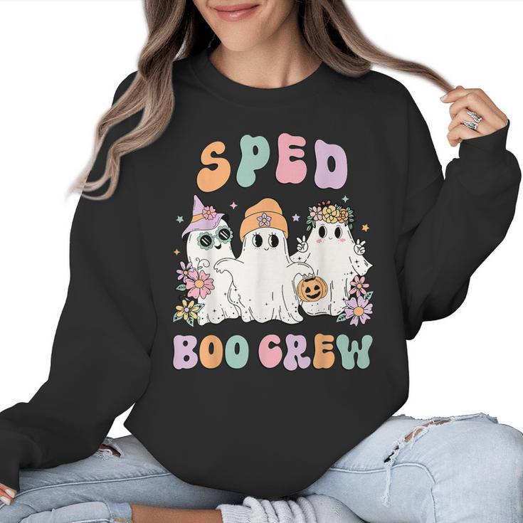 SPED Boo Crew Halloween Floral Ghost Special Ed SPED Teacher For Men Women Kids Women Crewneck Sweatshirt