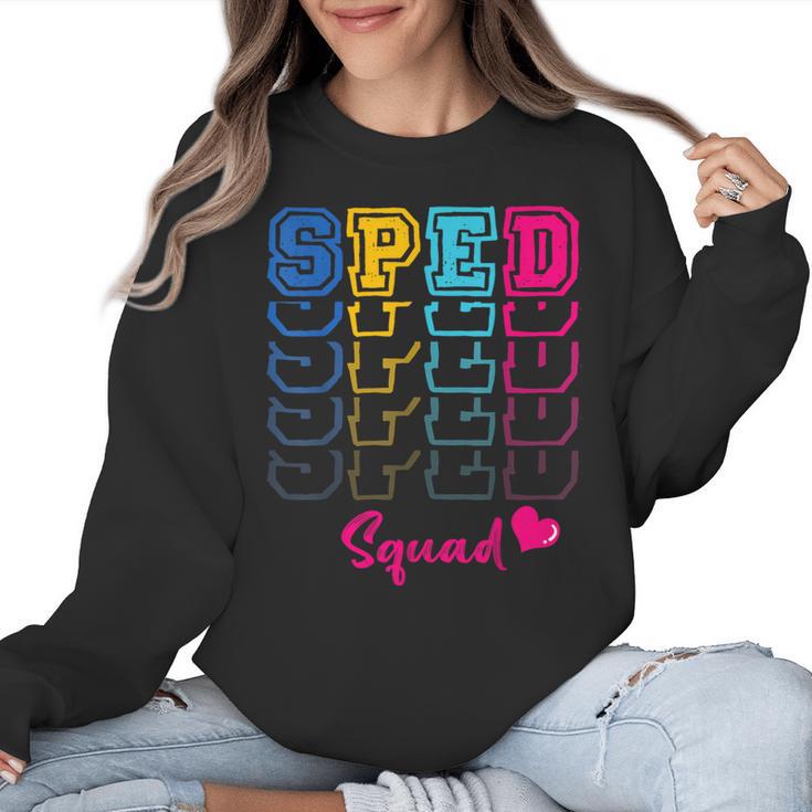 SPED Squad Proud Special Education Para Teacher Colorful Women Crewneck Sweatshirt