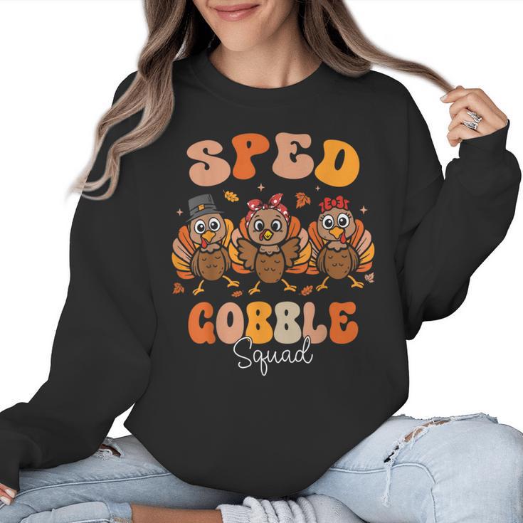 Sped Teacher Gobble Squad Thanksgiving Special Education Women Crewneck Sweatshirt