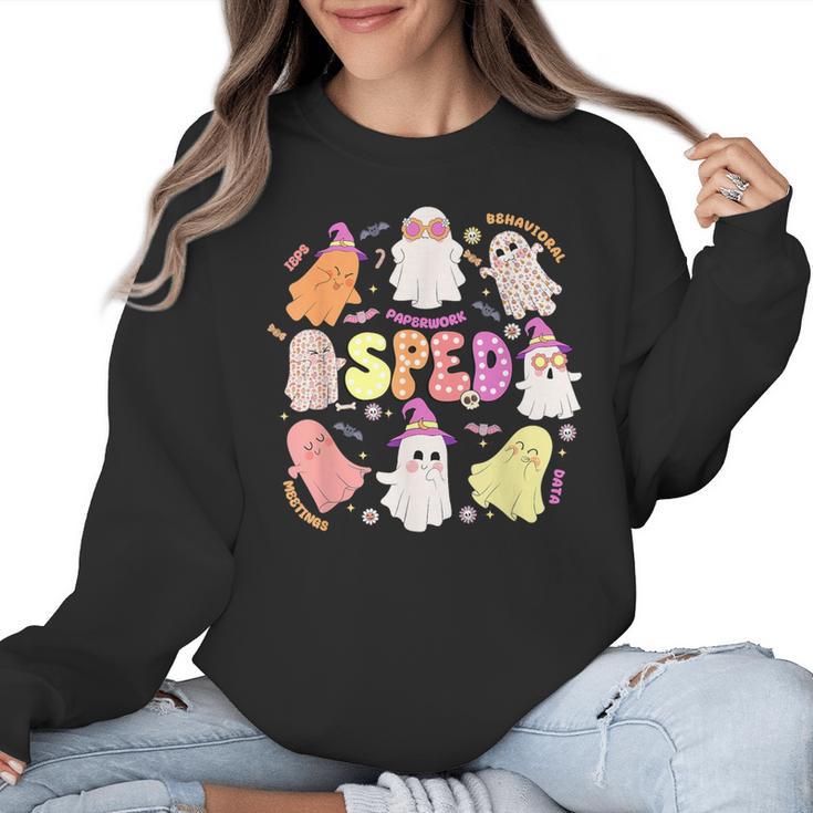 SPED Teacher Halloween Spooky Special Education Team Men Women Kids Women Crewneck Sweatshirt