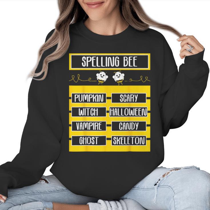 Spelling Bee Halloween Teachers Bee Spelling Competition Women Crewneck Sweatshirt