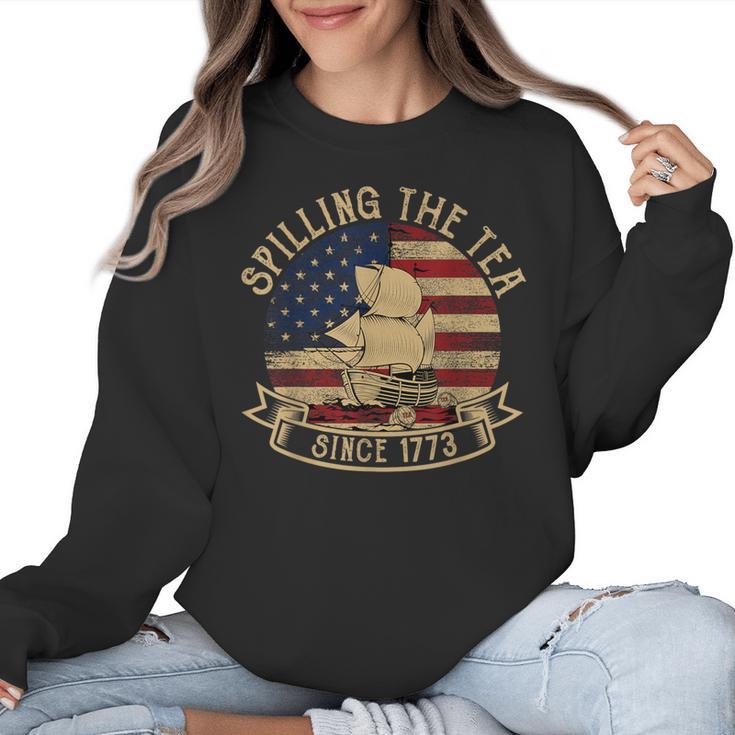 Spilling The Tea Since 1773 American History Teacher Vintage Women Crewneck Sweatshirt