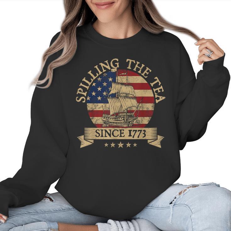 Spilling The Tea Since 1773 Vintage Us History Teacher Women Crewneck Sweatshirt