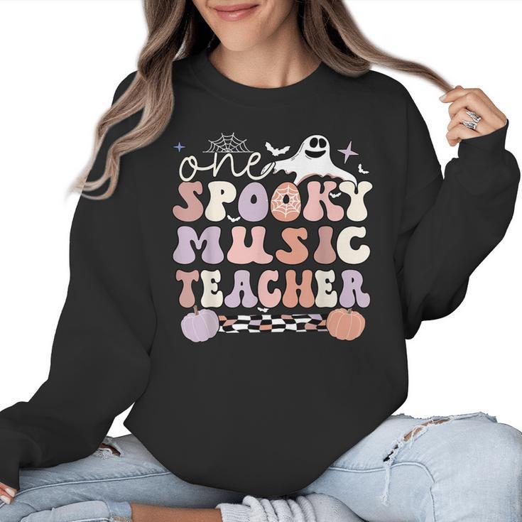 Spooky Music Teacher Halloween Music Teaching Men Women Women Crewneck Sweatshirt