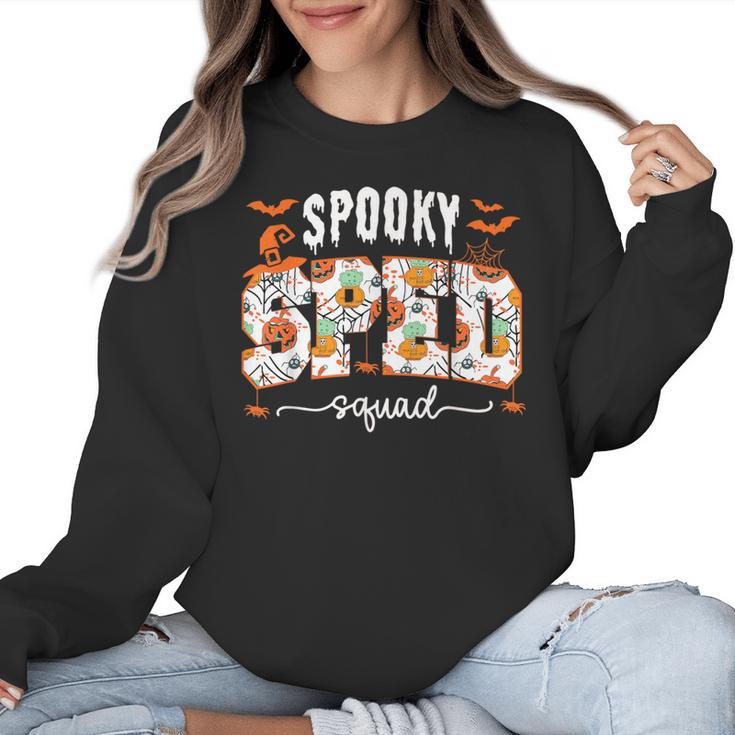 Spooky SPED Squad Special Education Teacher Halloween Ghost Women Crewneck Sweatshirt
