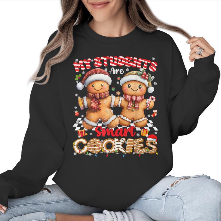 My Student Are Smart Cookies Pjs Christmas Xmas Teacher Women Crewneck Sweatshirt