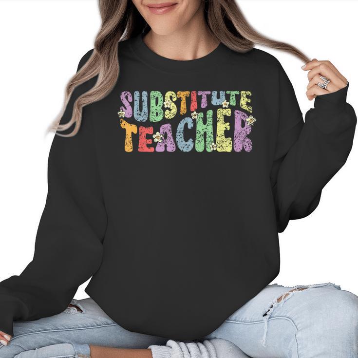 Substitute Teacher Women Back To School Substitute Teacher Women Crewneck Sweatshirt