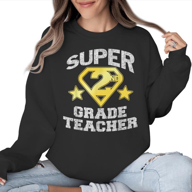 Super 2nd Grade Teacher Hero Women Crewneck Sweatshirt