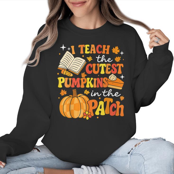I Teach The Coolest Pumpkins In The Patch Teacher Halloween Women Crewneck Sweatshirt
