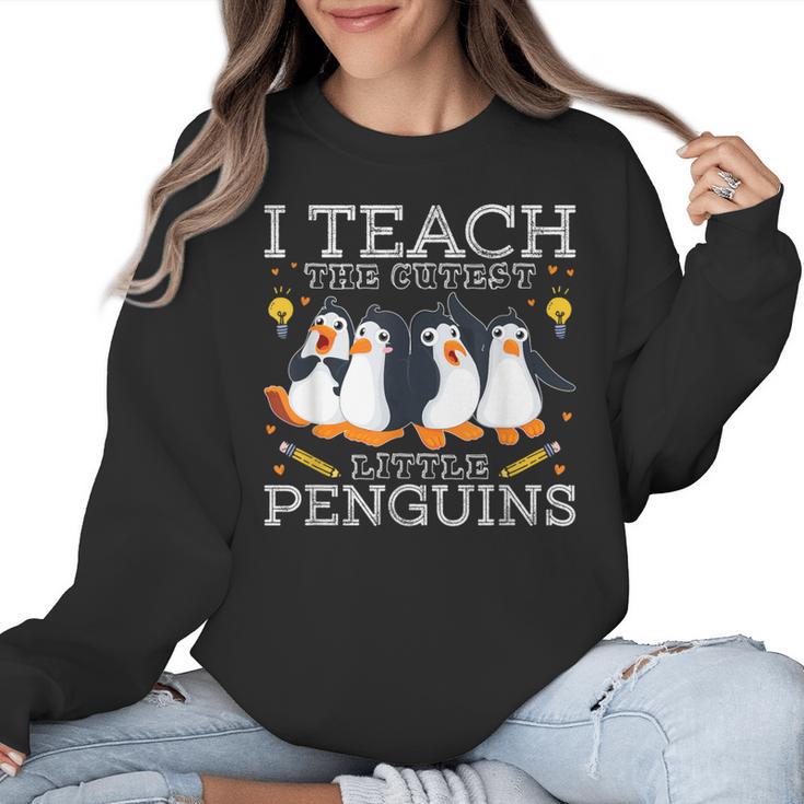 I Teach The Cutest Little Penguins Cute School Teacher Tee Women Crewneck Sweatshirt