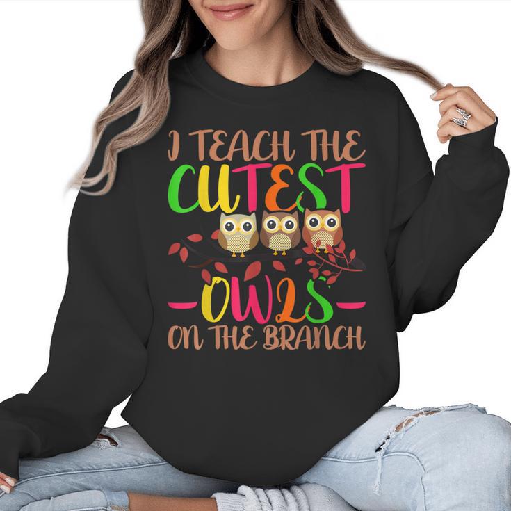 I Teach The Cutest Owls Christmas Or Teachers Day Women Crewneck Sweatshirt