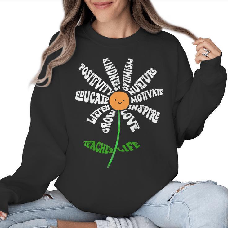 Teach Love Inspire Teachers Inspirational Flower Teachers Women Crewneck Sweatshirt