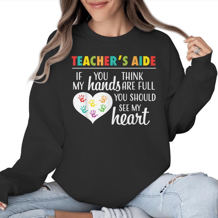 Teacher Aide Appreciation Cute Heart Tee For Women Women Crewneck Sweatshirt