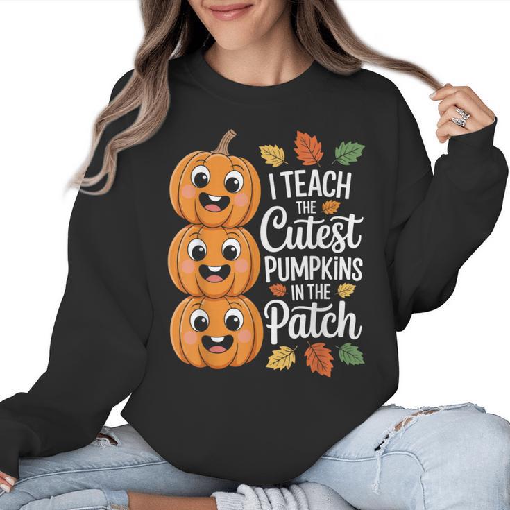 Teacher Halloween Tshirts I Teach The Cutest Pumpkins Women Crewneck Sweatshirt