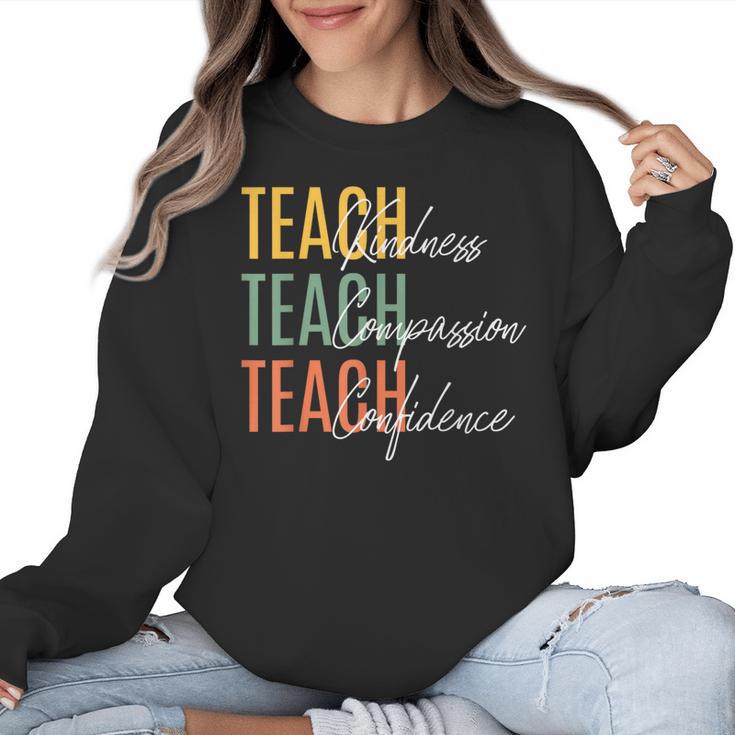 Teacher Kindness Compassion Confidence Teaching Women Crewneck Sweatshirt