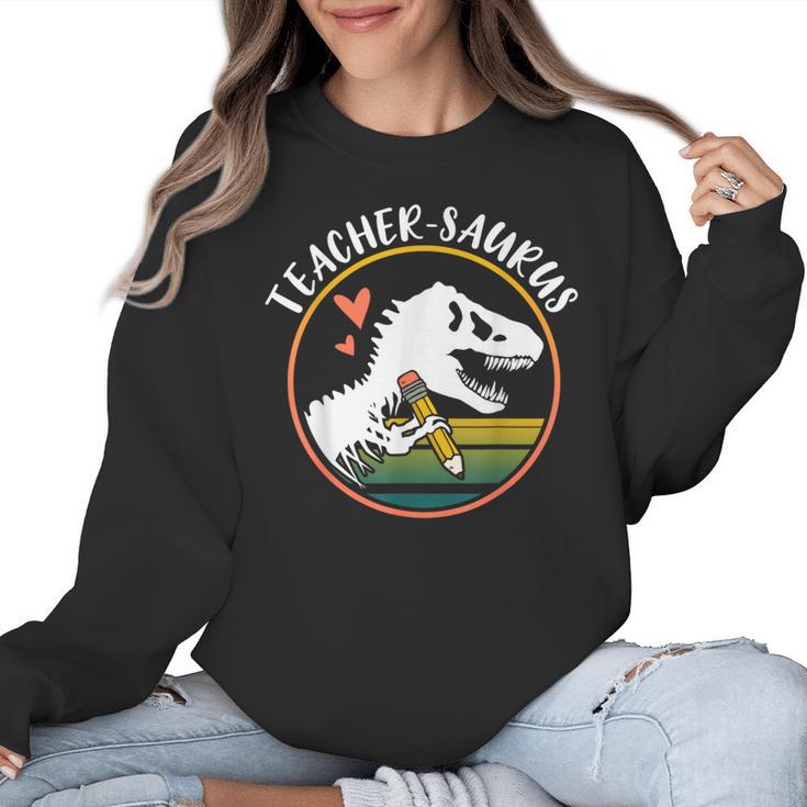 Teacher-Saurus Dinosaur Teacher Design T-Rex Design Women Crewneck Sweatshirt