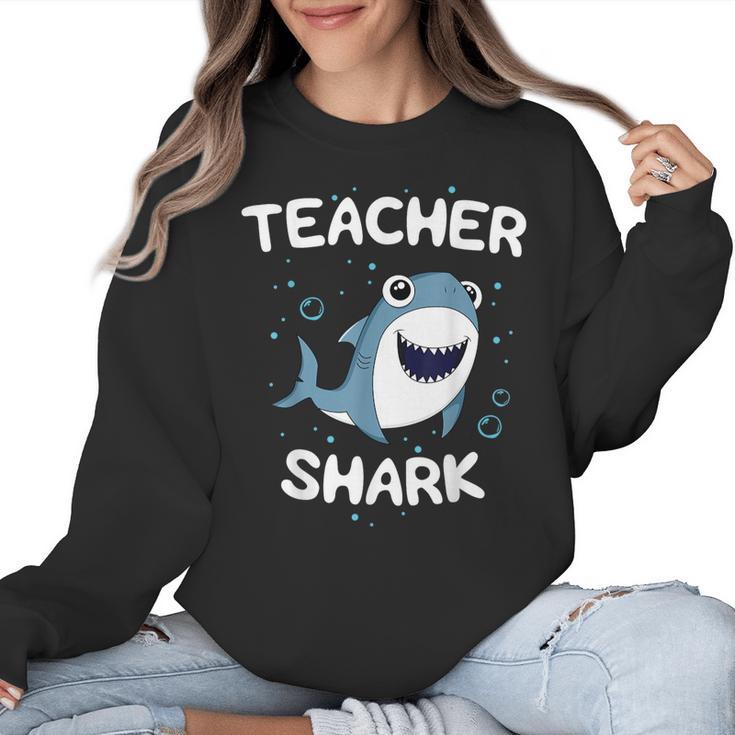 Teacher Shark Teaching Back To School Kindergarten Women Crewneck Sweatshirt