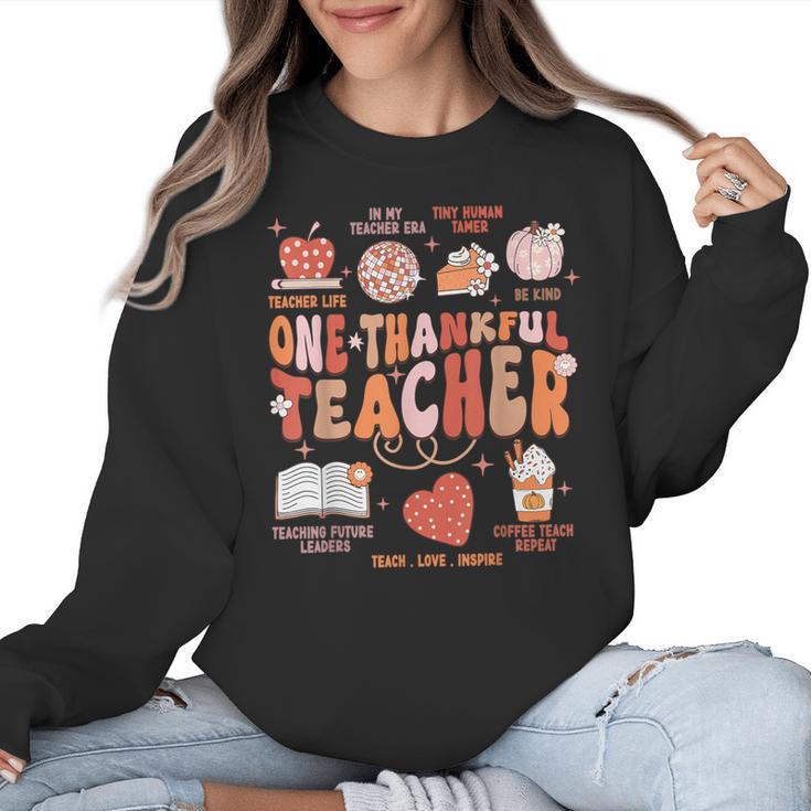 Teacher Thanksgiving Shirt Women One Thankful Teacher Fall Women Crewneck Sweatshirt