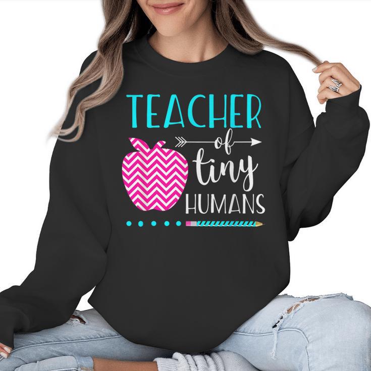 Teacher Of Tiny Humans Preschool Pre K Kindergarten Teacher Women Crewneck Sweatshirt