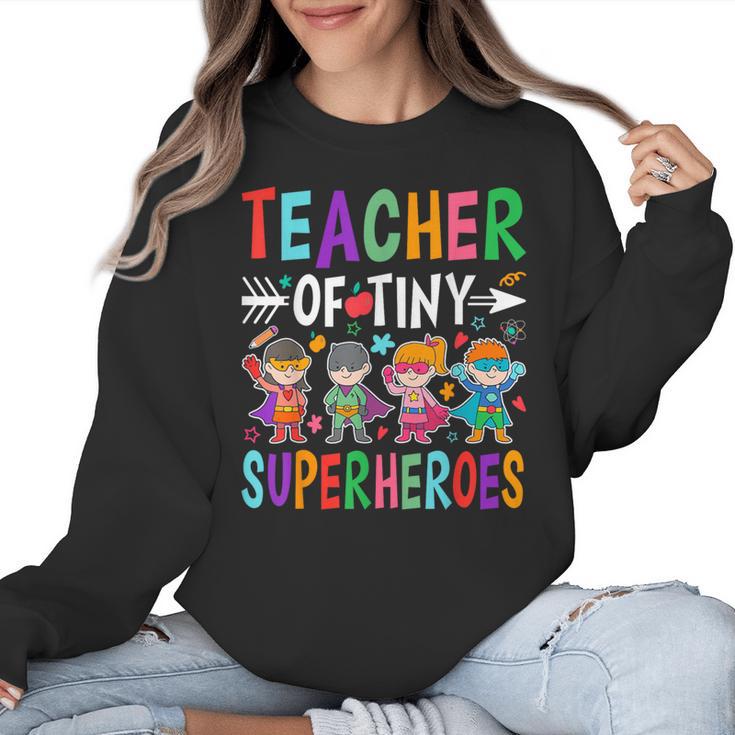 Teacher Of Tiny Superheroes Women Crewneck Sweatshirt